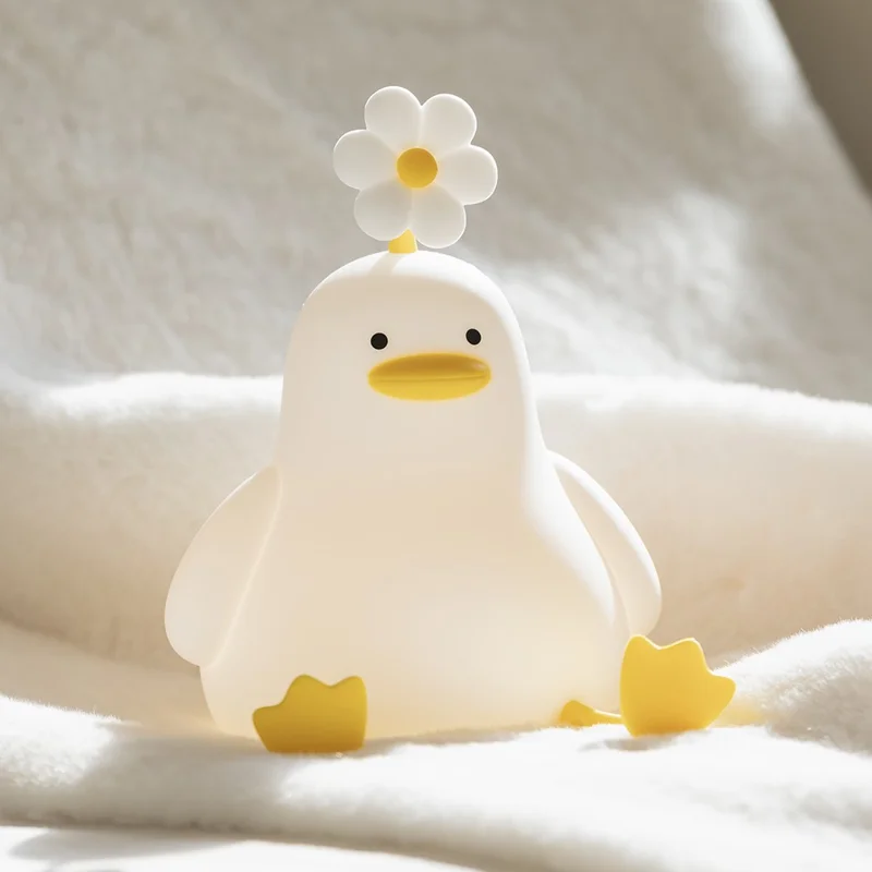 LLD-D09 Creative Duck Night Light Bedside Sleeping Light 3-Level Brightness Adjustment Touch Control Lamp with Phone Holder