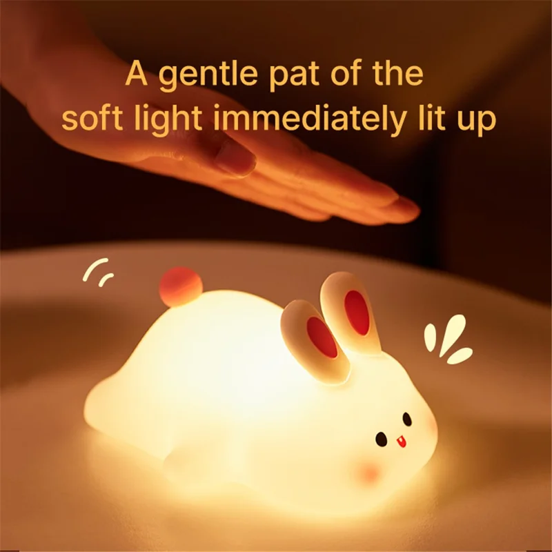 K-1153 Cute Rabbit Mini Night Light Children Bedside Sleeping Light RGB Dimming Silicone Lamp (CE, FCC, CPC Certificated)