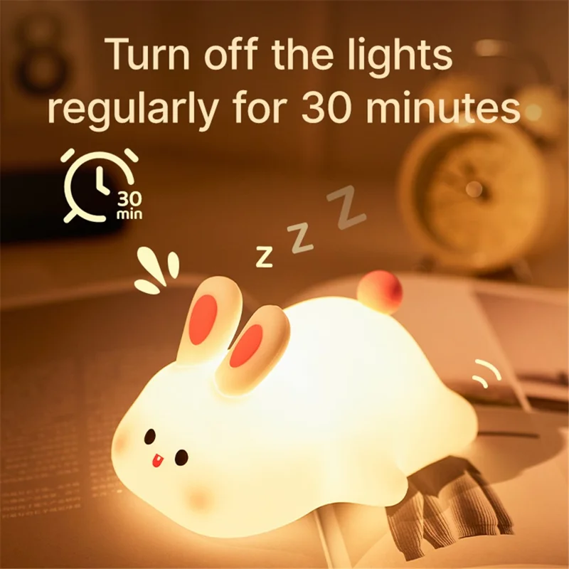 K-1153 Cute Rabbit Mini Night Light Children Bedside Sleeping Light RGB Dimming Silicone Lamp (CE, FCC, CPC Certificated)