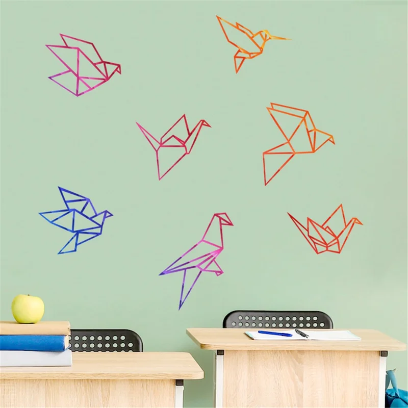 YJ3023 Children Room Colorful Paper Crane Wall Sticker Decor PVC Mural Decal, 30cm*47cm (ST)