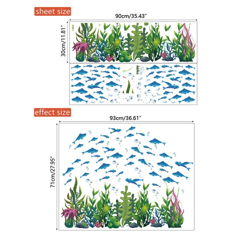 2Pcs / Set Under The Sea World Wall Sticker PVC Decal Removable Wallpaper, 30*90cm (ST)