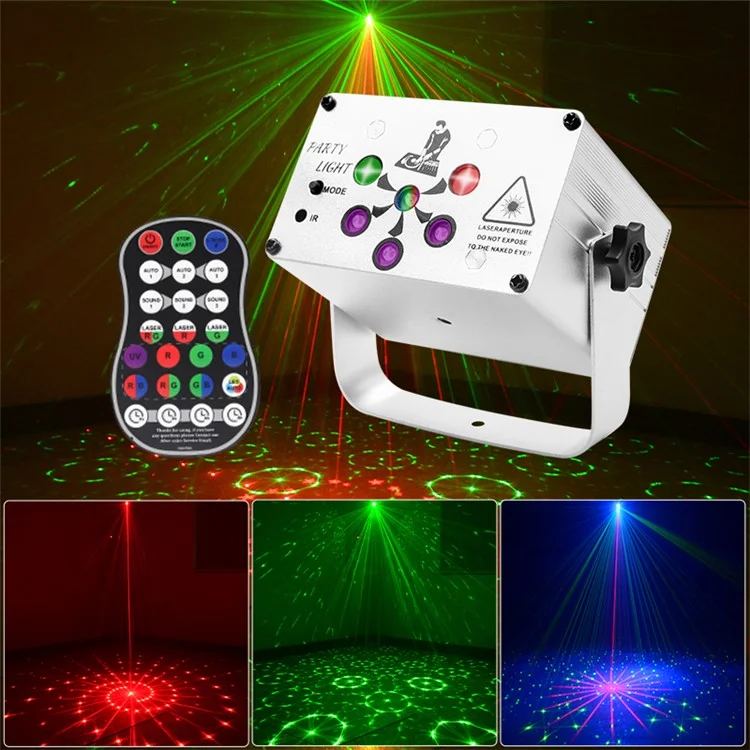 Fase di luce laser R80 Mini KTV Party Lampada decorativa in lega di alluminio Controllo a distanza attivato dalla voce Lampada atmosferica - Argento