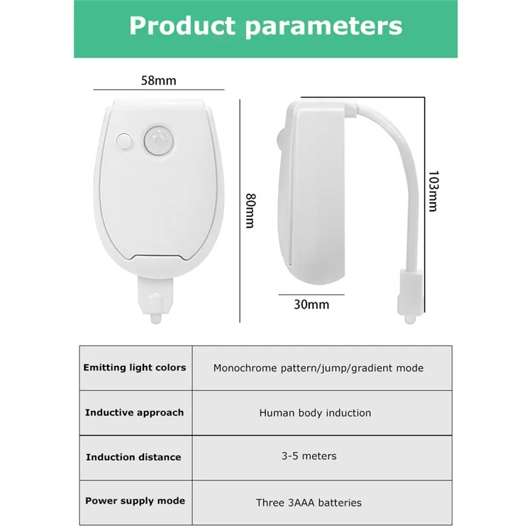 Toilet Night Light Smart Motion Sensor LED Lamp for Toilet Bowl Seat 7-Colors Changing Light