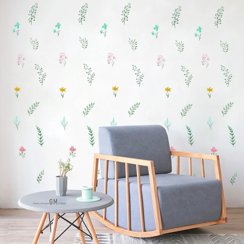 5Pcs  /  Set 29*30cm Self-adhesive Wallpaper and Flowers Pattern Wall Sticker PVC Decal (ST)