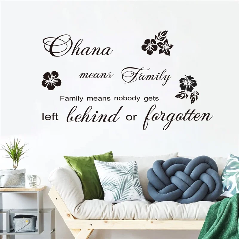 30x50cm Ohana Family Motto Pattern Wall Sticker Living Room Bedroom Removable PVC Decal