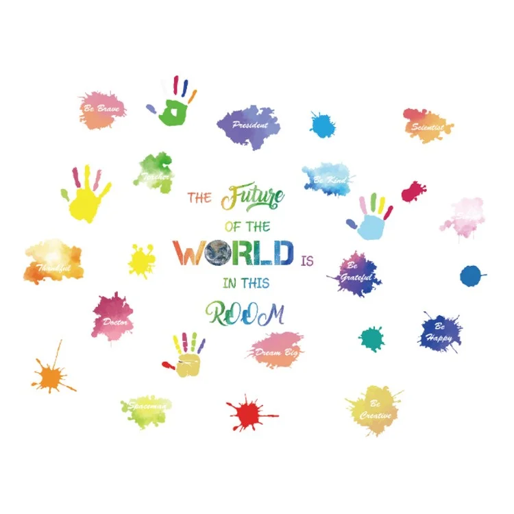2Pcs / Set 29x90cm The Future World Colorful Pattern Wall Sticker PVC Wall Decal for Bedroom Living Room