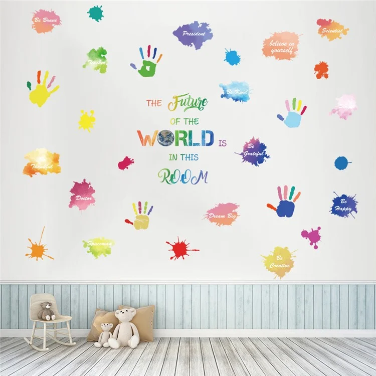 2Pcs / Set 29x90cm The Future World Colorful Pattern Wall Sticker PVC Wall Decal for Bedroom Living Room