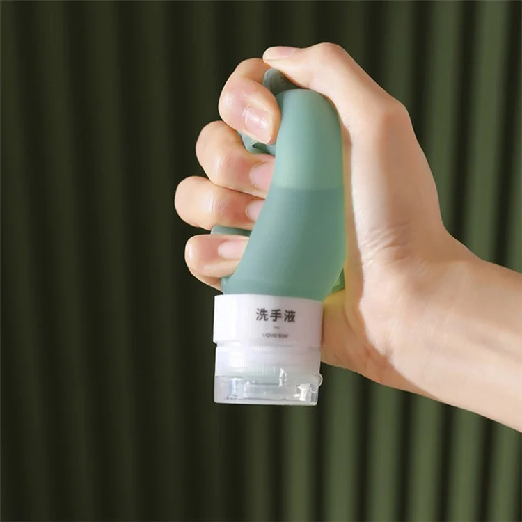 3PCS 90ML Squeezable Travel Shampoo Container PP+Silicone Dispenser Bottle (3 Colors) + Label