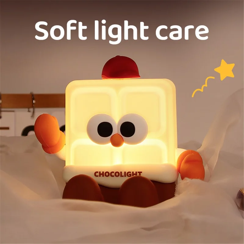 K-1157 Creative Chocolate Night Light Cartoon Phone Stand Silicone Bedside Lamp for Kids (Certificação CE, RoSH, FCC)