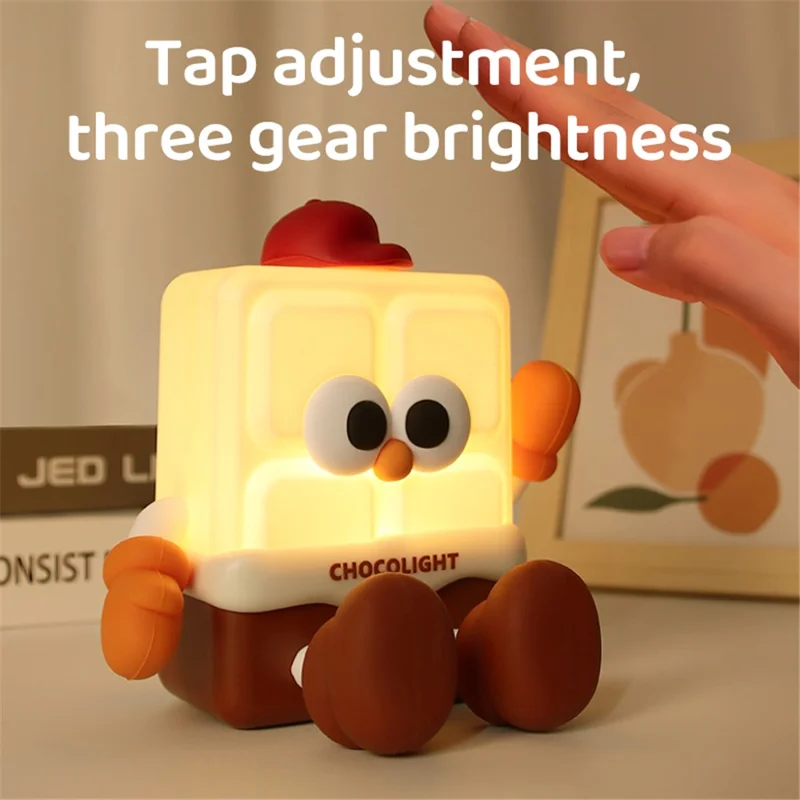 K-1157 Creative Chocolate Night Light Cartoon Phone Stand Silicone Bedside Lamp for Kids (Certificação CE, RoSH, FCC)