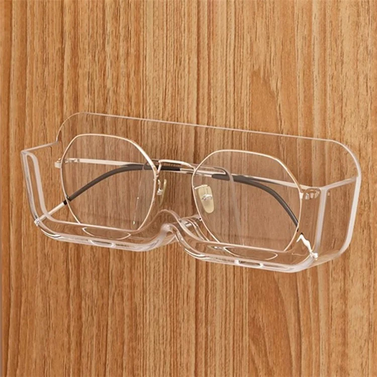 Wall-Mounted Glasses Holder Eyeglasses Storage Box Sunglasses Display Rack Bedside Storage Rack - Transparent
