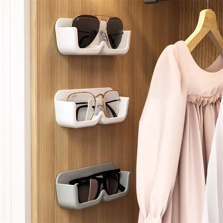 Wall-Mounted Glasses Holder Eyeglasses Storage Box Sunglasses Display Rack Bedside Storage Rack - Transparent