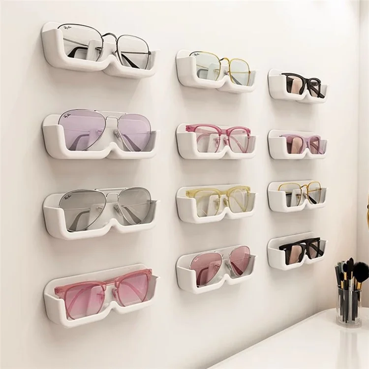Wall-Mounted Glasses Holder Eyeglasses Storage Box Sunglasses Display Rack Bedside Storage Rack - Transparent