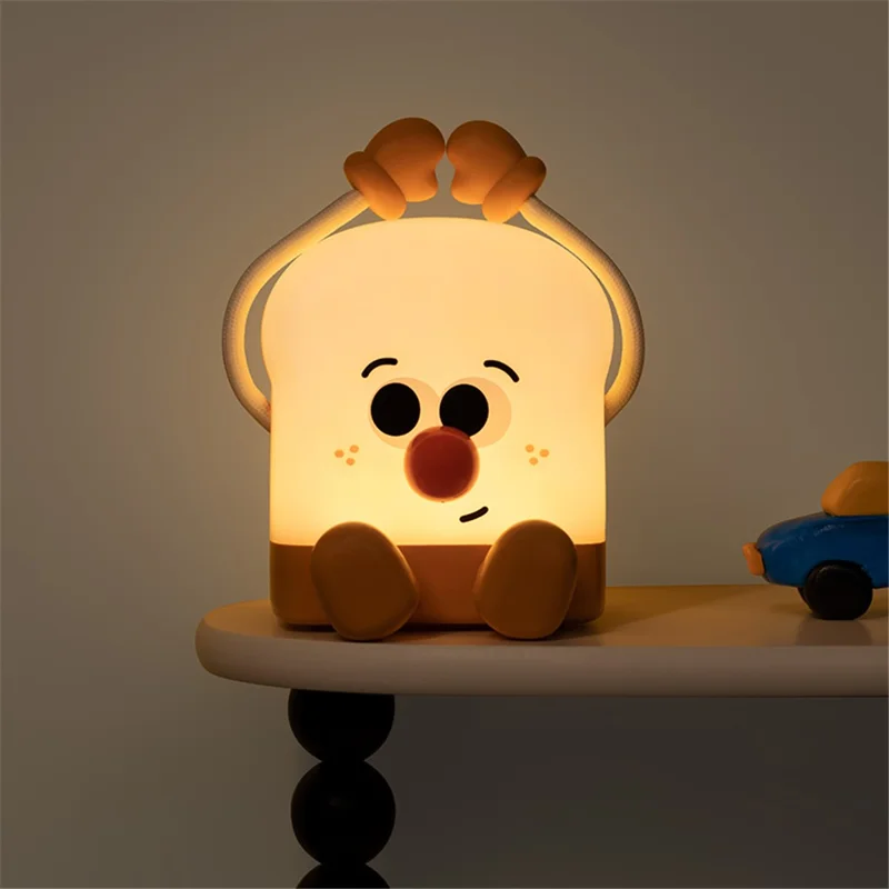 L49 Cartoon Toast Boy Design Night Light ABS+HIPS Bedroom Bedside Ambient Light