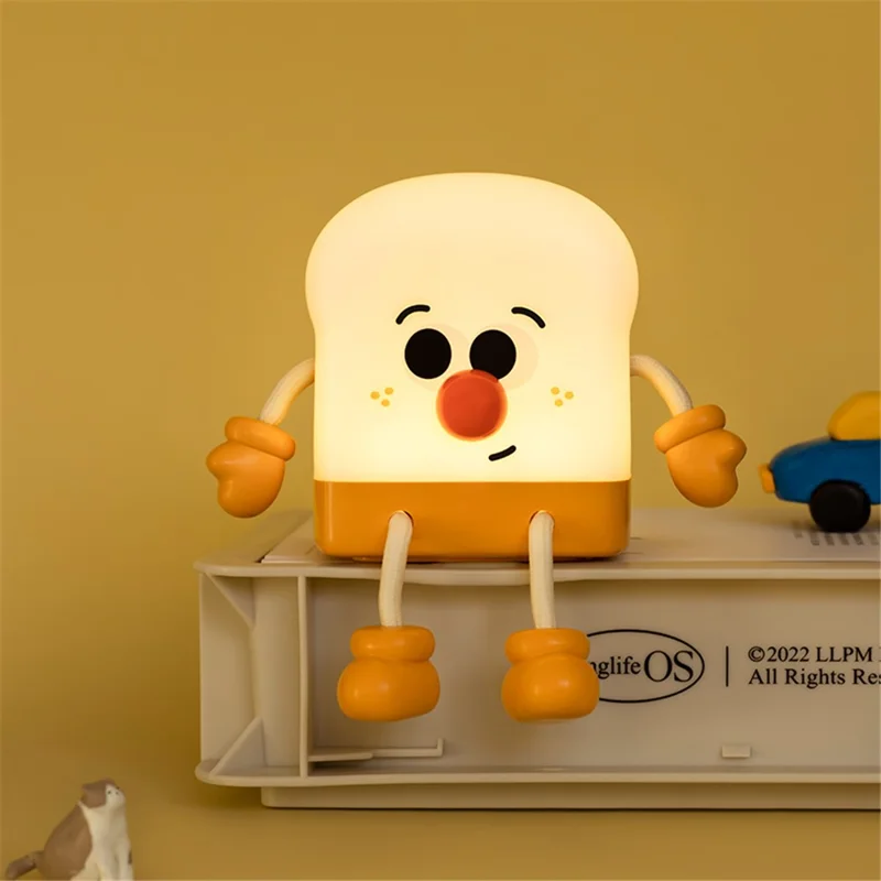 L49 Cartoon Toast Boy Design Night Light ABS+HIPS Bedroom Bedside Ambient Light