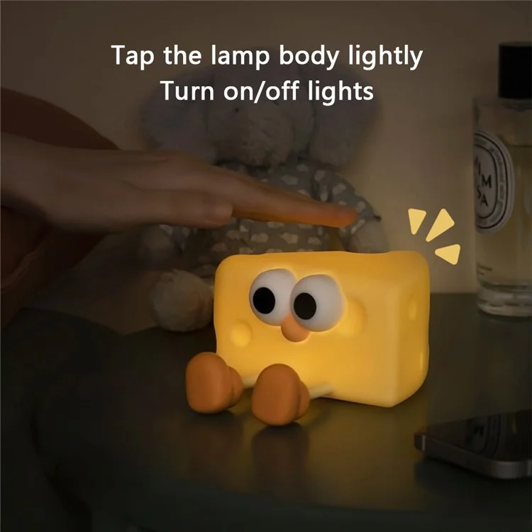 L54 Cute Cheese Silicone Touch Night Lamp Bedside Lamp Bedroom Decoration USB Recargable LED Light