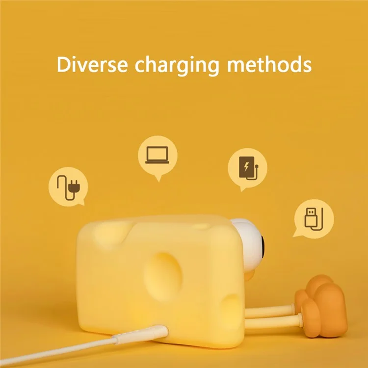 L54 Cute Cheese Silicone Touch Night Lamp Bedside Lamp Bedroom Decoration USB Recargable LED Light