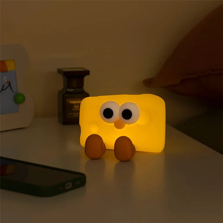 L54 Cute Cheese Silicone Touch Night Lamp Bedside Lamp Bedroom Decoration USB Recargable LED Light