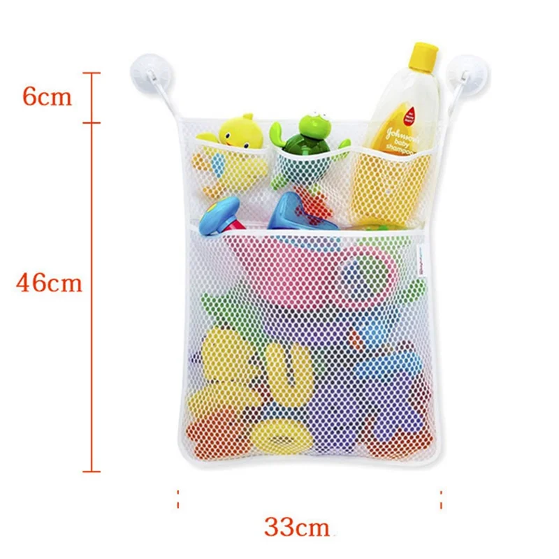 2Pcs / Set Kids Bath Toy Storage Bag Bathroom Wall Hanging Organizer Net Bag with Suction Cups - Pink