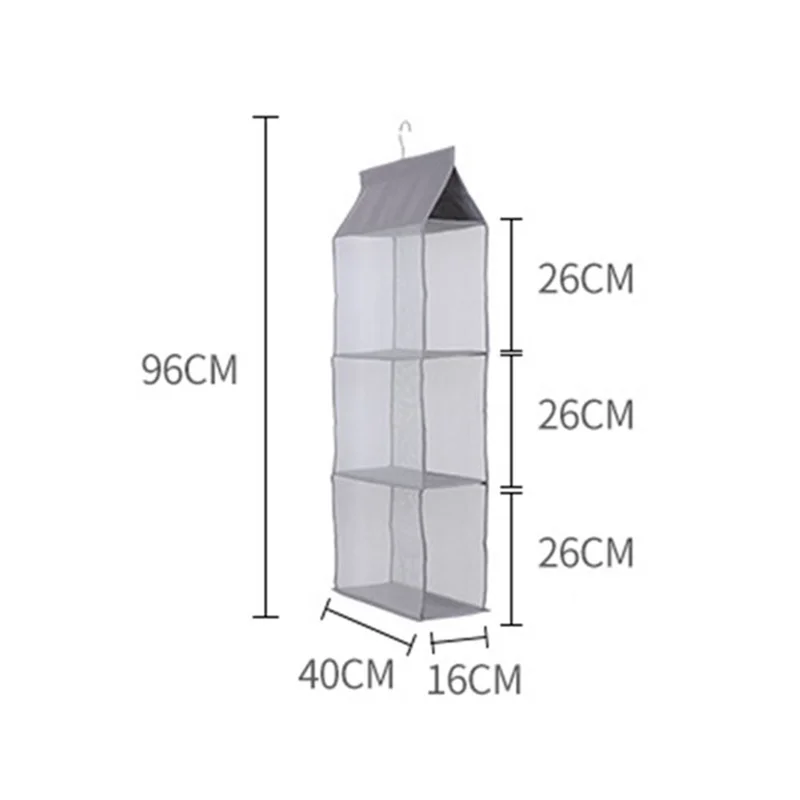 3 Layer Handbag Hanging Organizer Space Saving Non-woven Fabric Storage Bag - Beige