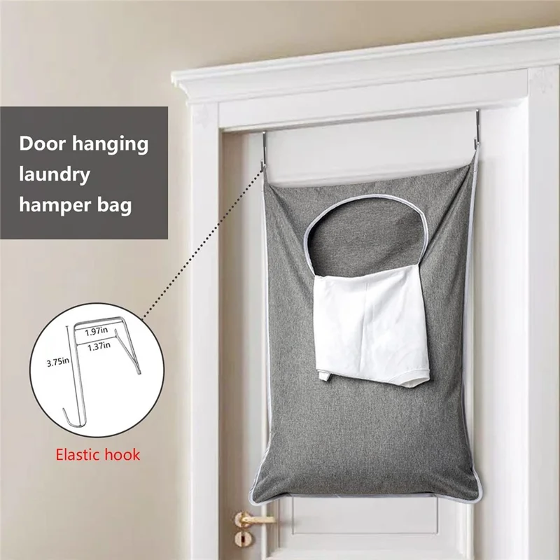 Bathroom Dirty Clothes Basket Laundry Storage Bag Wall Mount Hanging Clothing Organizer - Grey