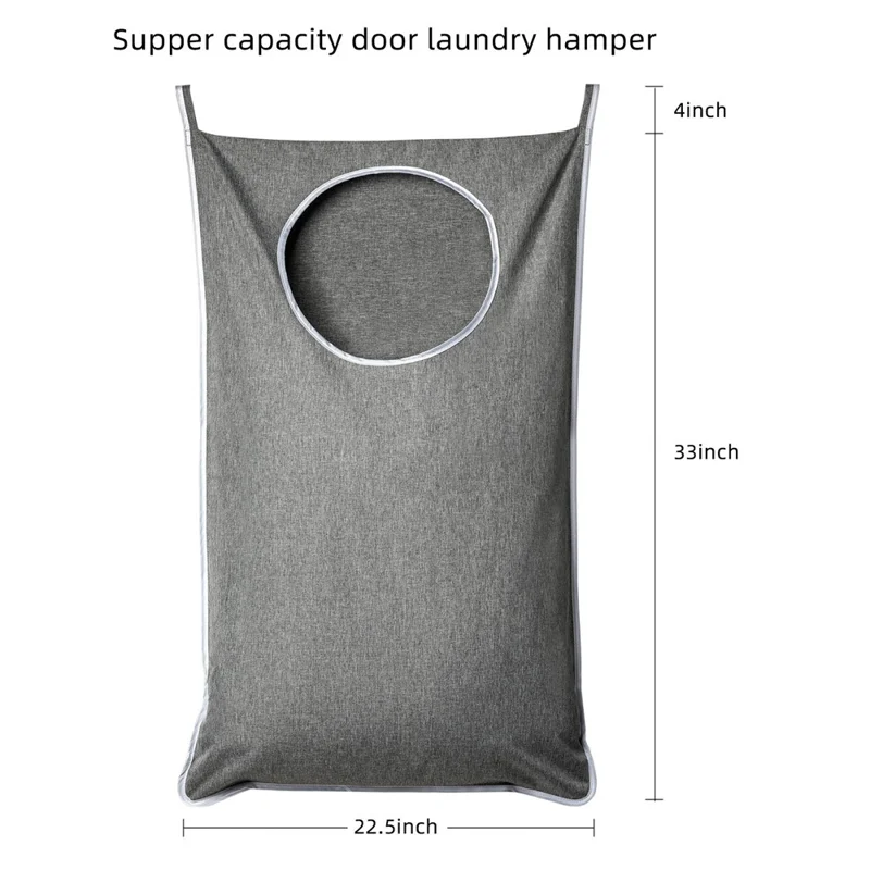 Bathroom Dirty Clothes Basket Laundry Storage Bag Wall Mount Hanging Clothing Organizer - Grey