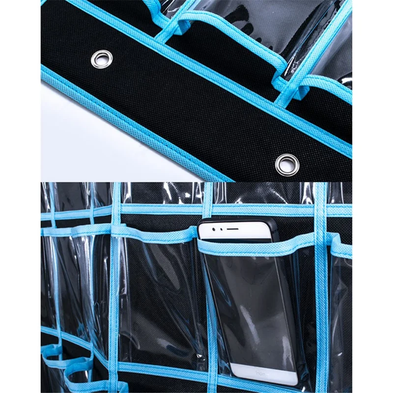 30 Pockets Mobile Phone Storage Bag Hanging Organizer Pouch Classroom Calendar Pocket Chart Calculator Holder - Beige