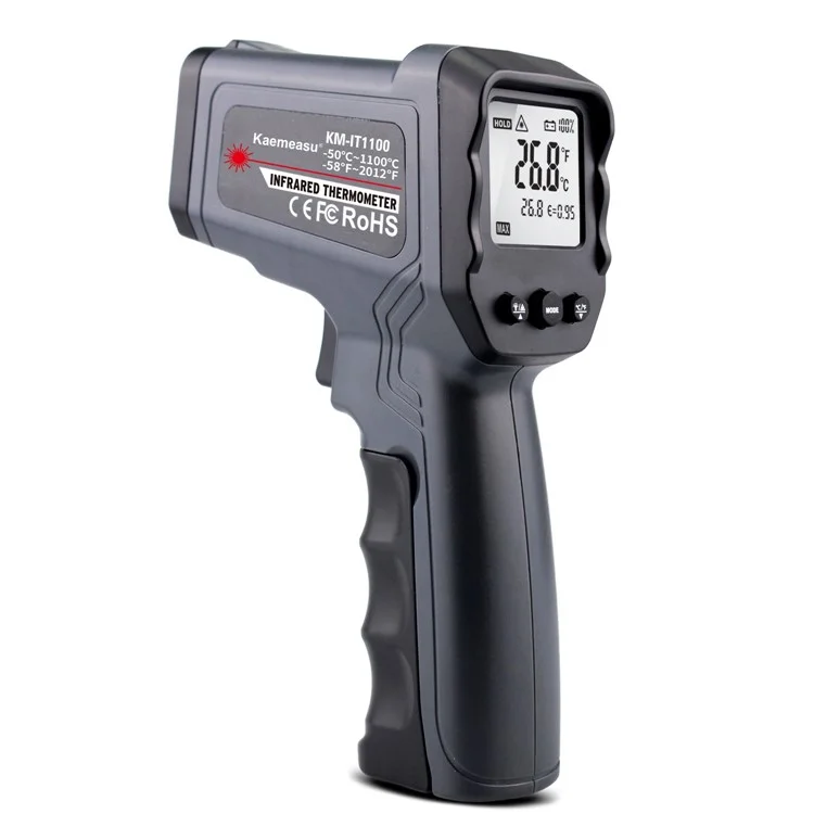 KAEMEASU KM-IT1100 Berührungsloser Infrarot-Thermometer Dual-Laser-Industrielle Temperaturmessvorrichtung