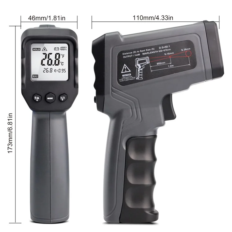 KAEMEASU KM-IT1100 Berührungsloser Infrarot-Thermometer Dual-Laser-Industrielle Temperaturmessvorrichtung