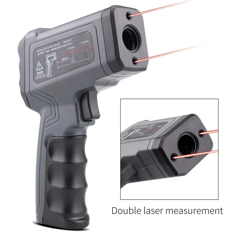 KAEMEASU KM-IT1100 Berührungsloser Infrarot-Thermometer Dual-Laser-Industrielle Temperaturmessvorrichtung