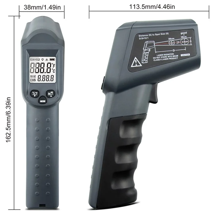 KAEMEASU KM-550AH Kontaktloser Temperaturmesskasten Industrieller Infrarot-Thermometer 