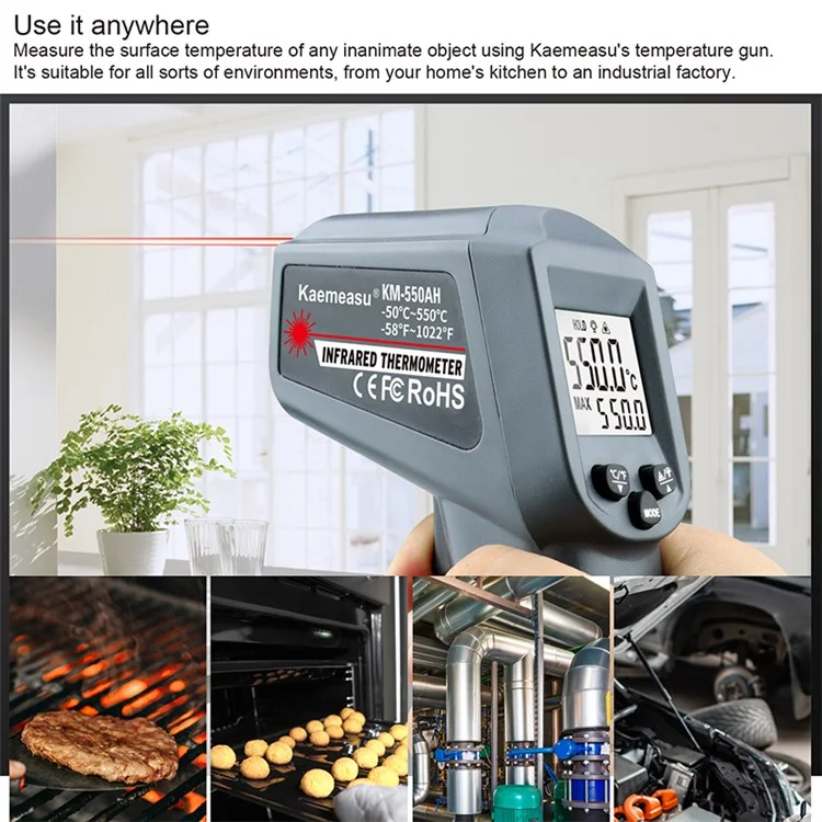 KAEMEASU KM-550AH Kontaktloser Temperaturmesskasten Industrieller Infrarot-Thermometer 