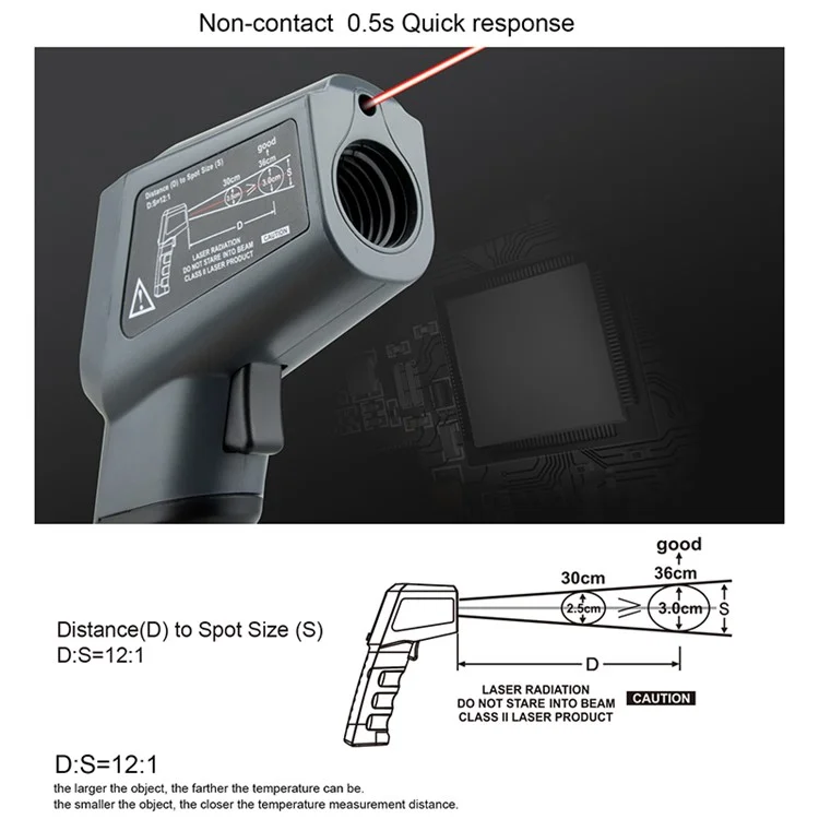 KAEMEASU KM-550AH Kontaktloser Temperaturmesskasten Industrieller Infrarot-Thermometer 