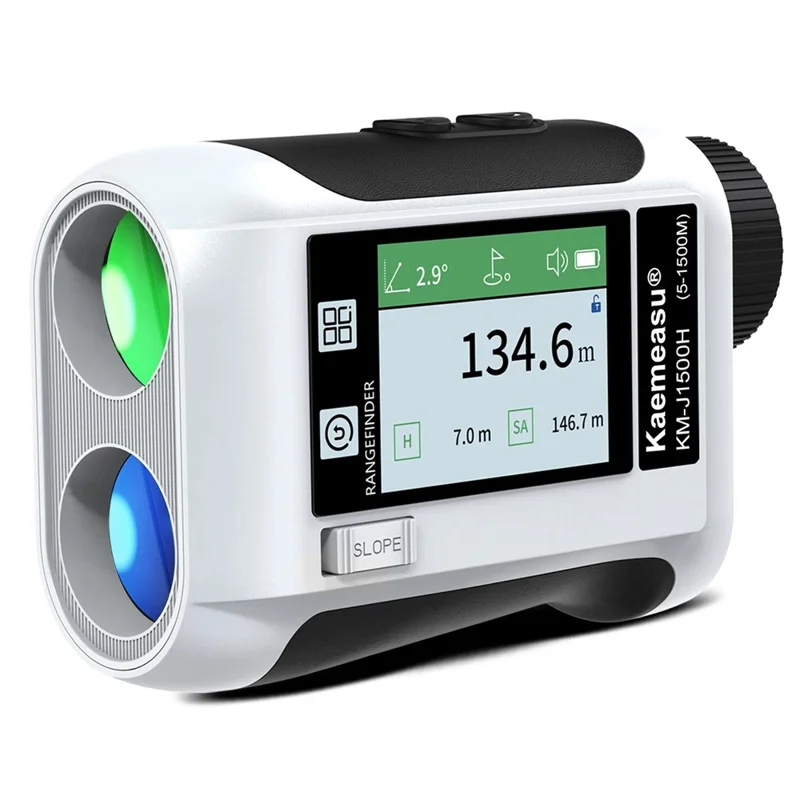 KAEMEASU KM-J1500H 5-1500m Voice Broadcast Golf Rangefinder Laser Golfing Range Finder Measuring Tool - White