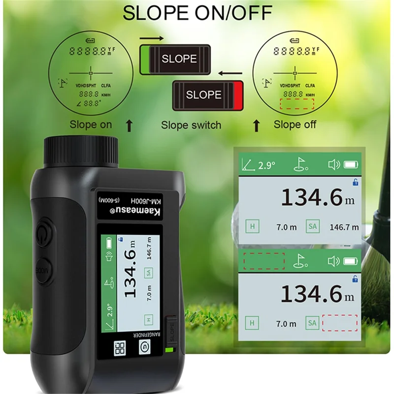KAEMEASU KM-J1500H 5-1500m Voice Broadcast Golf Rangefinder Laser Golfing Range Finder Measuring Tool - White