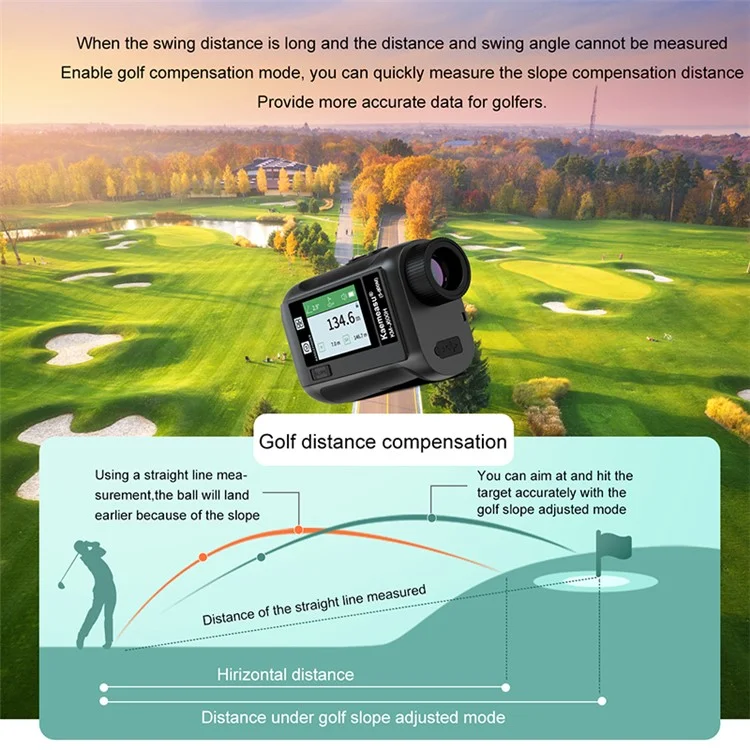 KAEMEASU KM-J800H 5-800m Golfing Range Finder Measuring Tool Voice Broadcast Golf Rangefinder Laser - Black