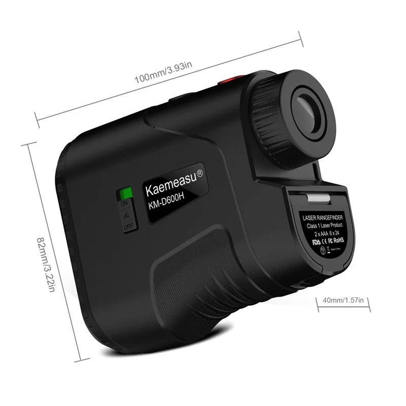 KAEMEASU KM-D600H Golfing Range Finder 5-600m Laser Rangefinder Built-in 450mAh Battery - Grey