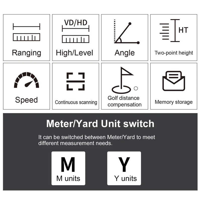 KAEMEASU KM-D600H Golfing Range Finder 5-600m Laser Rangefinder Built-in 450mAh Battery - Grey