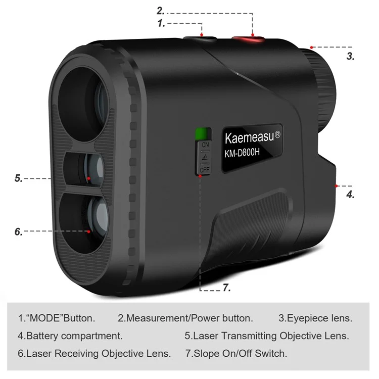 KAEMEASU KM-D800H Built-in 450mAh Battery Golfing Range Finder 5-800m Laser Golf Rangefinder - Black