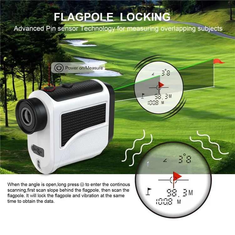 KAEMEASU KM-F600H Golfing Range Finder 5-600m 6.5X Magnification Laser Golf Rangefinder Built-in 450mAh Battery