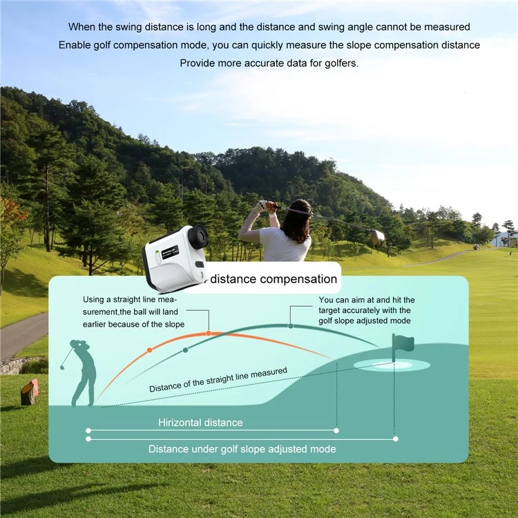 KAEMEASU KM-F600H Golfing Range Finder 5-600m 6.5X Magnification Laser Golf Rangefinder Built-in 450mAh Battery