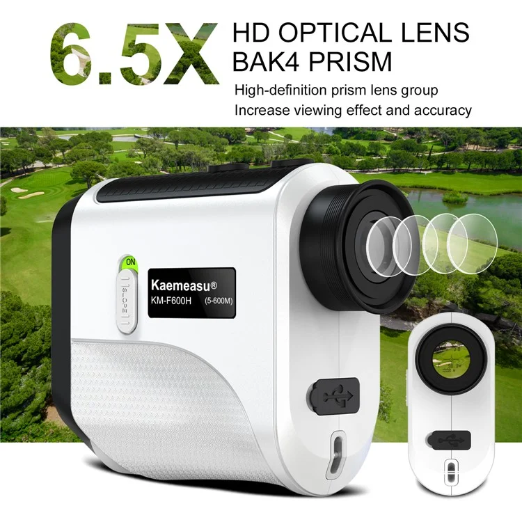 KAEMEASU KM-F600H Golfing Range Finder 5-600m 6.5X Magnification Laser Golf Rangefinder Built-in 450mAh Battery