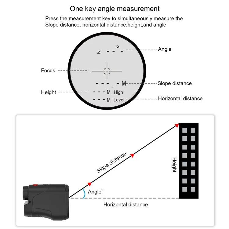 KAEMEASU KM-D450H 5-450m Laser Golfing Range Finder Built-in Battery Golf Rangefinder - Black