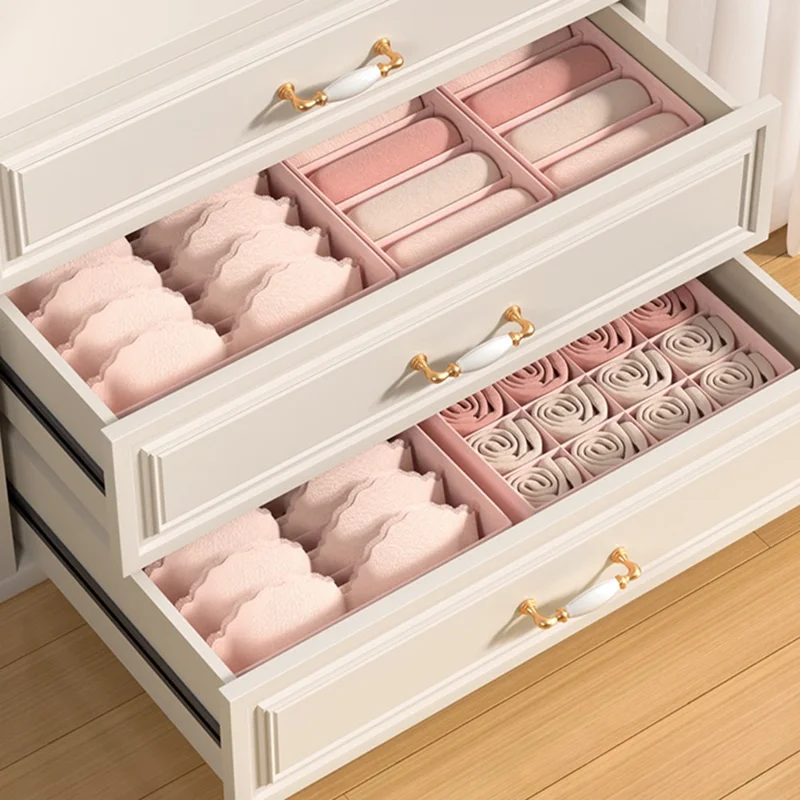 3Pcs / Set Drawer-Style Household Organizer Box Morandi-Colored Bra Underwear Socks Storage Boxes without Lids - Grey