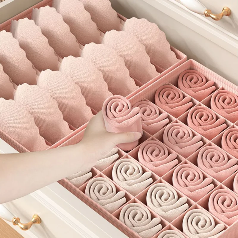 3Pcs / Set Drawer-Style Household Organizer Box Morandi-Colored Bra Underwear Socks Storage Boxes without Lids - Grey