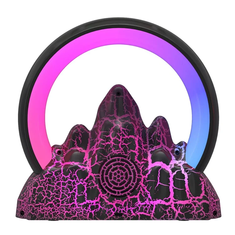 Tuya Smart Flame Mountain Shaped Ambient Light with 15W Wireless Charging, Bluetooth Speaker - Preto