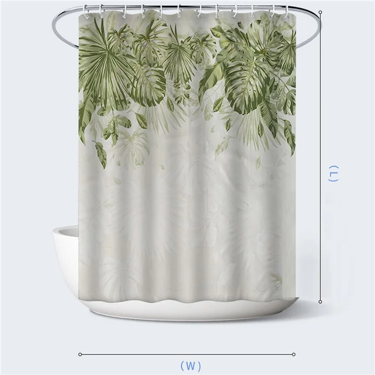 150x180cm Verdickter Duschvorhang mit Pflanzenmustern, Badezimmer-Polyesterduschvorhang - RD-02