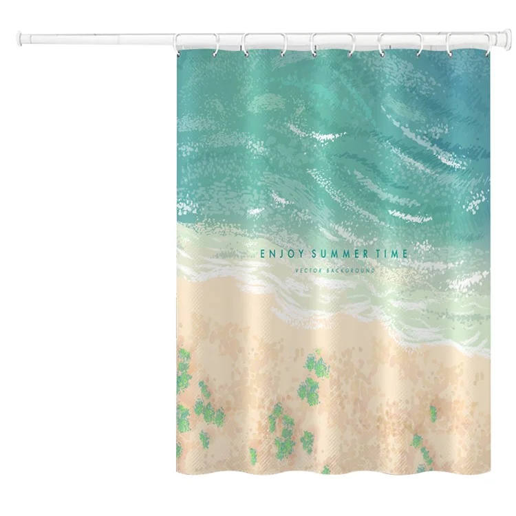 150x180cm Bathroom Shower Curtain Holiday Beach Series Mildew Resistant Shower Liner - HT001