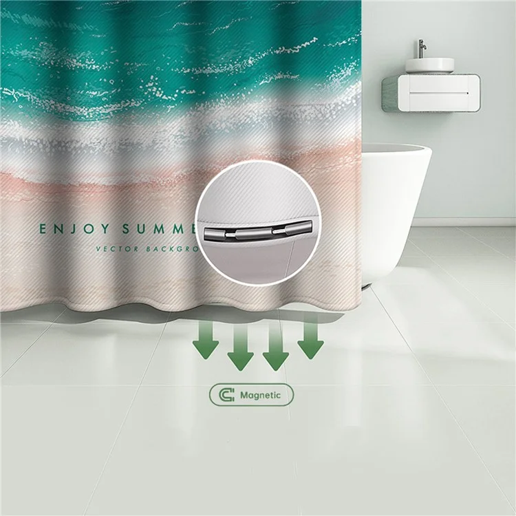 120x180cm Badezimmer-Duschvorhang Urlaubs-Strandstil-Muster Duschvorhangauskleidung mit Haken - HT008