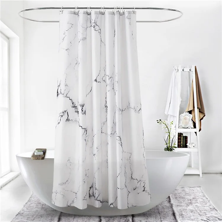 120x180cm Shower Curtain Marble Print Pattern Mildew Resistant Curtain - YL230408-C1